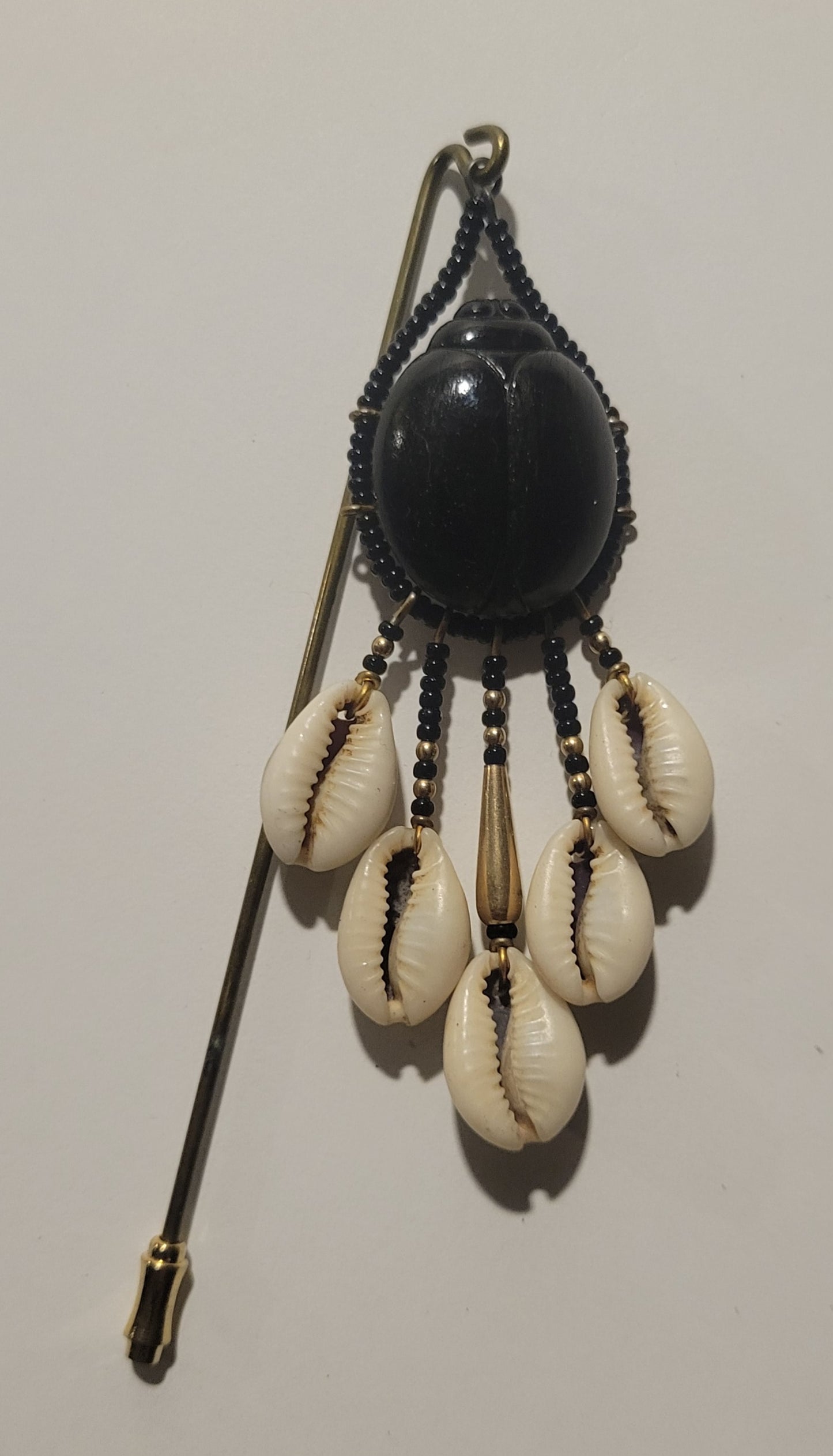 Scrab Pin with Cowrie Shells