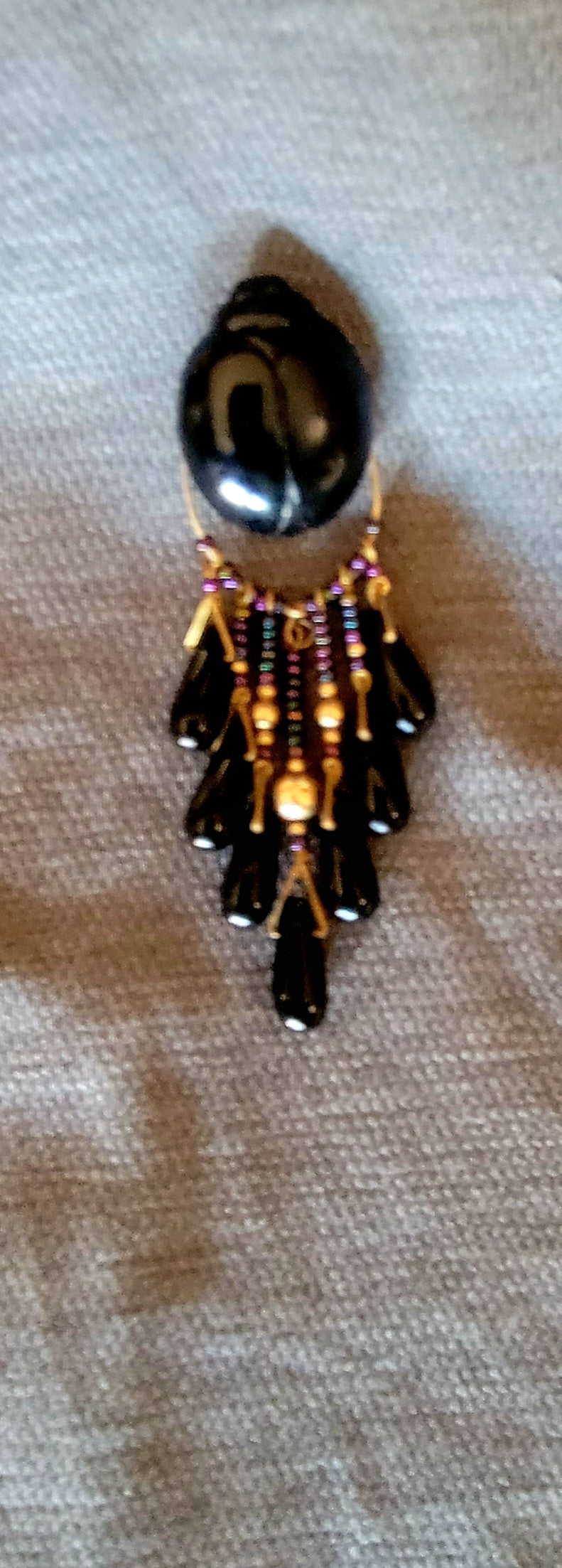 Scarb Beaded lapel Pin with Wedding Beads and gold-filled Beads