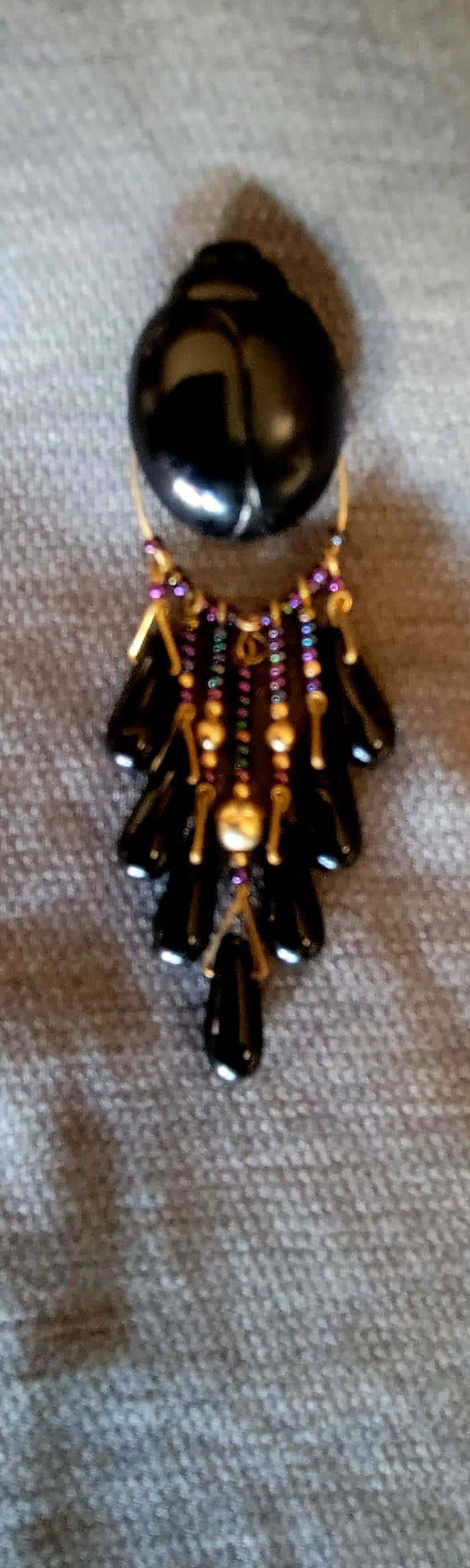 Scarb Beaded lapel Pin with Wedding Beads and gold-filled Beads